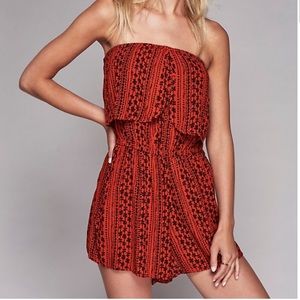 Free People Rosa Flirty Red Pattern Romper